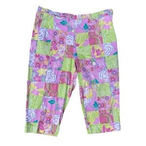 Y2K Pink & Green Patchwork Pattern Capris